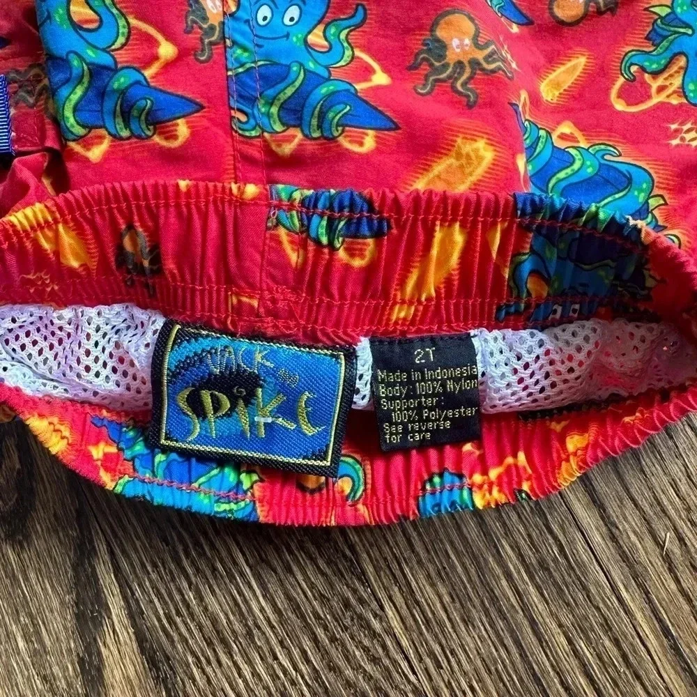 Jack and Spike Boys’ Red Octopus Print Swim Trunks Size 2T